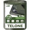 COVALL Telo Impermeabile 115g/m² 6x8m Verde, Antistrappo Anti-UV, con Occhielli Metallici, Multiuso, per campeggio, giardino, auto e trampolino