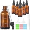 GROFIS 6 Pezzi Contagocce Vetro 30ml, Marrone Bottiglie Contagocce in Vetro, Flaconi Contagocce con 2 Imbuti 2 Pipette Contagocce 1 Adesivo, Flaconi Ricaricabili per Laboratorio Olio Essenziale