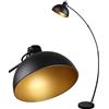 Osasy Lampada da Arco, piantana elegante retrò con paralume orientabile, Lampada da terra vintage, Interruttore a Pedale, Lampada a Stelo Metallo per Salotto, E27 (colori nero e oro)