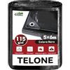 COVALL Telo Impermeabile 115g/m² 5x6m nero, Antistrappo Anti-UV, con Occhielli Metallici, Multiuso, per campeggio, giardino, auto e trampolino