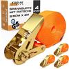KODIAK STRAPS 4 Cinghie di Tensione 2m x 1000kg con Chiusura a Cricchetto - Cinghie a Cricchetto da 25mm - Arancione - per Bagagli e Trasporto - Certificato TÜV/GS e secondo la Norma DIN EN 12195-2 - KODIAK STRAPS