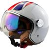 ViPER RSV19 Open Face Motorbike Helmet - Scooter Motorcycle Crash Jet Helmet for Men Women with Sun Visor (Union Jack, XL)