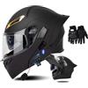 SONGDIQI Casco Modulare Moto Bluetooth Integrato, Casco Moto con Integrale con Doppia Visiera, Casco Integrato Apribile Omologati ECE(C7,M(57~58cm))