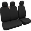 Auto Accessori Lupex Coprisedili Furgone 3 Posti Universali - Set Sedili Anteriori 2+1 con Zip per Cinture e Bracciolo (Nero, Set Policotone)