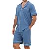 TeJoyce Pigiama Uomo Estivo Corto Cotone, Pigiami Due Pezzi Manica Corte con Scollo a V e Pantaloni con Tasche Pigiama da Notte Camicia Casual da Casa Morbido e Confortevole