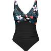 CMTOP Costume Intero Donna Contenitivo Controllo della Pancia Costumi da Bagno, Scollo a V Push Up Costume da Bagno Curvy Monokini Mare Spalline Regolabili Beachwear Swimwear(Motivo Floreale 1,M)