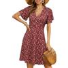 LIAMERHE Abito Estivo Donna Scollo a V Vestito a Portafoglio Manica Corta/Senza Maniche Floreale Abiti al Ginocchio Elegante per Cerimonia Invitata Matrimonio Spiaggia Casual Boho Chic Floreale-5 XXL