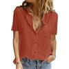 Yuson Girl Camicia Donna Camicetta Manica Corta Cotone da Donna Blusa Maglietta Elegante con Scollo a V Casual Camicie Abbottonate Top Tinta Unita Estive Shirt Classico Maglia(Rosso Arancio-2, S)