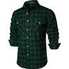 PARKLEES Camicia da uomo per il tempo libero, vestibilità normale, con bottoni, a quadretti, in flanella, con tasche, verde scuro, M