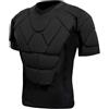 Generic Maglietta a compressione imbottita con protezione per le spalle, da uomo, protezione per il torace, calcio, paintball, baseball, 2-nero, S