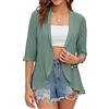 HANERDUN Coprispalle Donna Elegante Cerimonia Bolero Cardigan Manica 3/4 Giacca Corta Occhiello Aperta Shrug Estivo Primavera Autunno