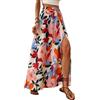 EIRUKON Gonna Lunga Donna Estiva Elegante Vita Alta Gonne con Spacco Bohemien A Linea Elastico Gonne Lunghe Casual Swing Spiaggia Vacanze Maxi Skirt,Rosso,XL