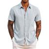 COOFANDY Camicia Uomo Maniche Corte Estiva Regular Fit Casual Leggera da Spiaggia per Vacanza Blu XXL