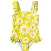 JiAmy Costumi Interi per Ragazze con Fiore e Volant, Costumi da Bagno Senza Maniche per Bambine, Adorabili Costumi da Bagno Estivi per Bambini, per 2-3 Anni, Giallo