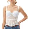 HomKuch Donna corsetto bustier crop top mesh vintage partito spaghetti cinturina osso corsetto