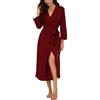 PrinStory Vestaglia Donna Lungo,Manica A 3/4 Scollo A V Accappatoio E Kimono,Comodo E Leggero Accappatoio Regali per Donne (Rosso Vivo, XL)