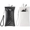 PATIKIL Doppio Portaocchiali, 2 Pezzi Custodie Morbide in Pelle Portaocchiali Portatile Organizzatore con Cinturino per Uomo Donna Organizzazione Occhiali, Nero/Bianco