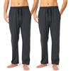 Timone Pantaloni Uomo Pigiama in 100% Cotone Caldo, Lunghi e Leggeri, Abbigliamento da Notte, Tinta Unita e Fantasia a Quadri, con Tasche Laterali TPP-001 ((2Pack) Antracite/Antracite, S)