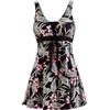 Wantdo Costume Intero Donna Curvy Vita Alta Tankini Stampa Begonia 02 50-52