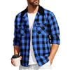 SwissWell Camicia Uomo Flanella Felpe Uomo Camicia a Quadri Manica Lunga Casual Camicia con Cappuccio Blu Scuro 3XL