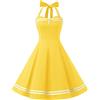 IKADEX Abito da donna vintage anni '50, stile Rockabilly, stile anni '50, stile retrò Hepburn, con allacciatura al collo, S