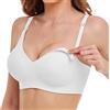 Vinfact Reggiseno per allattamento liscio setoso da donna senza ferretto, reggiseno per gravidanza senza cuciture con prolunghe del reggiseno aggiuntive per dormire e allattare, bianco, XXL