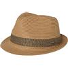 Comhats Cappello di paglia da uomo Trilby per l'estate, protezione solare, pieghevole, S-3XL, Fedora per spiaggia, festival, arrotolabile ed elegante, 54-66 cm, 16010_ Khaki-Schwarz, M