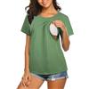 Aolso Maglietta da Allattamento, Estate Maniche Corte T-Shirt per Poppata, Zip Lato Top Allattamento Donna, Verde-XXL