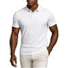 Leif Nelson Polo da uomo slim fit, 100% cotone, a maniche corte, taglio aderente, casual, da lavoro, estiva, bianco, M