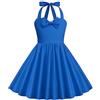 Odizli Vestito da Bambina, Stile Rockabilly Anni 50 Vintage, Senza Maniche, Neckholder, Swing, per Feste, Matrimoni, Party, Blu, 9-10 Anni