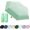 EEPLUYTY Ombrelli Portatile Con 6 Nervature, 6 Stecche Portatile Mini Ombrello Da Tasca, Ombrello Pieghevole Manuale Compatto Comodo e Portatile, Anti-Tempesta Ombrello Piccolo (Con Guscio)-Verde Chiaro