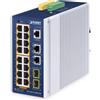 PLANET Switch di rete PLANET IP30 Industrial L2/L4 16-Port Gestito Gigabit Ethernet (10/100/1000) Supporto Power over (PoE) Alluminio, Blu [IGS-4215-16P2T2S]