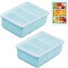 Voxlara 2 Pezzi Vassoio per Cubetti di Ghiaccio, Grande Vassoio in Silicone per Congelatore con Coperchio, 3 Griglie Ghiaccio Stampo Riutilizzabili, Stampi in Silicone per Congelatore Congela