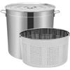 Oxylonty Pentola 50 L n Acciaio Inox con Cestello Filtrante 40 Le Coperchio | Pentolone Grande per Induzione, Gas ed Elettrico, per Brodo, Pasta, Frutti di Mare, Catering e Ristoranti