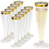 WEFHEF 60 Pz Flute Plastica 150ML Champagne Eleganti in Plastico, Lavabili e Riutilizzabili, Calici Flute Plastica Rigida, Bicchieri Spumante con Bordo Dorato e Glitter per Compleanni Matrimoni Feste