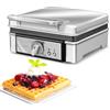 MPM MGO13 Macchina Professionale per 2 Cialde Belghe Spesso, Waffle Maker, Piastre Antiaderenti, Regolatore di Temperatura, Alloggiamento in Acciaio Inox, 1400W