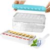 BOOWEN Stampo Ghiaccio Silicone con Coperchio Ice Cube Tray Vassoi per Cubetti di Ghiaccio Facile Far Uscire per Cocktail Whisky Succo Bevande Congelate (blu)