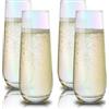 hosck Confezione da 4 calici da champagne senza stelo, 300 ml, calici da champagne iridescenti per feste, eleganti bicchieri da prosecco, bicchieri di vetro per champagne, cocktail, succhi, regali