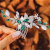 IYOU Scintillante Cristallo Nozze Pettine per Capelli Verde Sposa Accessori per Capelli Fiore Foglia Ballo Studentesco Pezzi di Capelli per Sposa e Damigella D'onore