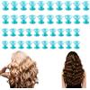 lomdung 40 Pezzi Bigodini, Bigodini per Capelli in Silicone Senza Calore, Bigodino Morbidi per Dormire, 15 Grandi e 15x Piccoli, per Acconciature Fai da Te e Capelli Naturalmente Ricci (Blu)