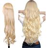 Ser Mulher Brianna Extension con Filo Invisibile - Ser Mulher - capelli ondulati, lunghi- 1 Tessitura con 4 Clip e filo invisibile da 50cm e 65cm (613 Biondo Platino, 65 cm)