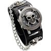 Vigorbee Orologio da polso da uomo e donna con teschio punk, con teschio e elementi a catena, alla moda per gli amanti del cosplay, nero