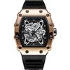 DAXIAOYU Trendy Cool Tonneau Orologio Hollow Out Scheletro Grande Quadrante Orologi per Gli Uomini Quarzo Impermeabile Cinturino In Silicone Sport Business Luminoso Orologio Da Polso, nero, Moda