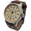 WTI WORLD TIME INTERNATIONAL WARTIME | Orologio Luftwaffe militare della Seconda Guerra Mondiale - Movimento al quarzo svizzero con cinturino in vera pelle e impermeabilità fino a 10 ATM. Orologi militari da uomo per sempre