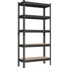 SONGMICS Scaffale a 5 Ripiani, Scaffale di Stoccaggio, Montaggio Senza Viti, Ripiani Regolabili, 30 x 75 x 150 cm, Portata 875 kg, per Garage, Capannone, Cantina, Nero/Marrone Rustico/Argento