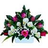 Gerimport Fiori per cimitero, Fiori per santi, Centrotavola con fiori artificiali in tessuto resistente con vaso, larghezza 35 cm, altezza 30 cm, Gaerimport, FOTO REALE, Spedizione dalla Spagna