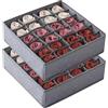 NONE Set 2 Organizzatori Cassetti, 24 Scomparti Pieghevole, Contenitori per Biancheria Intima, Calzini, Cinture, Cravatte, Gioielli, in Tessuto Non Tessuto, Colori Bianco o Grigio