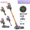 erabros Aspirapolvere Senza Fili Erabros EV5 550W, 70kPa di Aspirazione, 80 Minuti di Autonomia, Display LED, Contenitore Polvere da 1,5L, Aspirapolvere Portatile per Casa, Animali Domestici e Auto