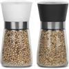 JASTOO Macinasale e pepe nero bianco, set di macina regolabile in ceramica, macinaspepe, macinasale, macinapepe piccolo, macinasale per sale grosso