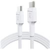 Green Cell Cavo USB-C a USB-C Bianco 1.2m Green Cell PowerStream, Power Delivery 60W, ricarica rapida Quick Charge 3.0 e trasferimento dati 480Mbps, treccia rinforzata, compatibile MacBook, smartphone e tablet